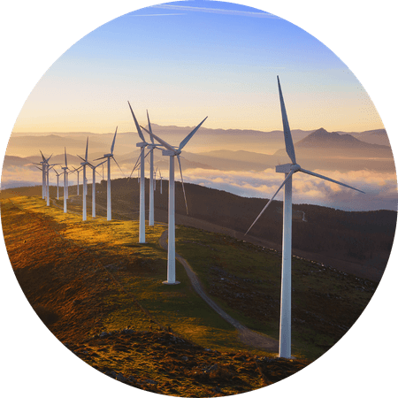 wind turbines on a hill