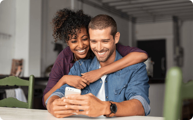 young couple checking their octoplus account