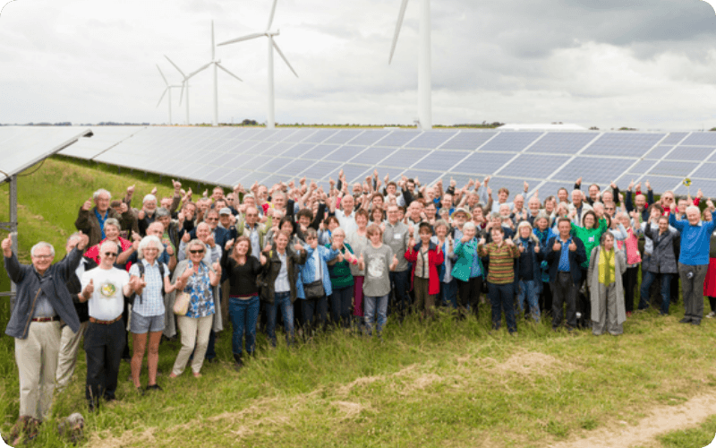 The Midcounties Co-operative Youth Empowered Committee at a solar panel field 