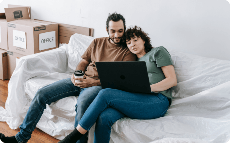 young couple checking their octoplus account