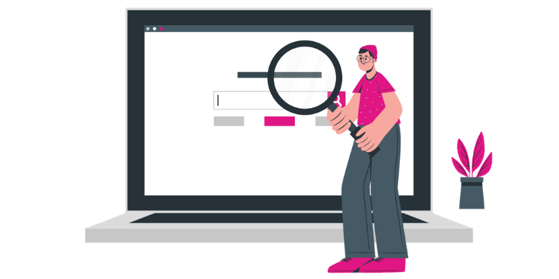 illustration of someone searching online