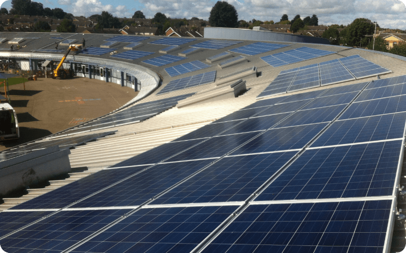 solar panels on a roof
