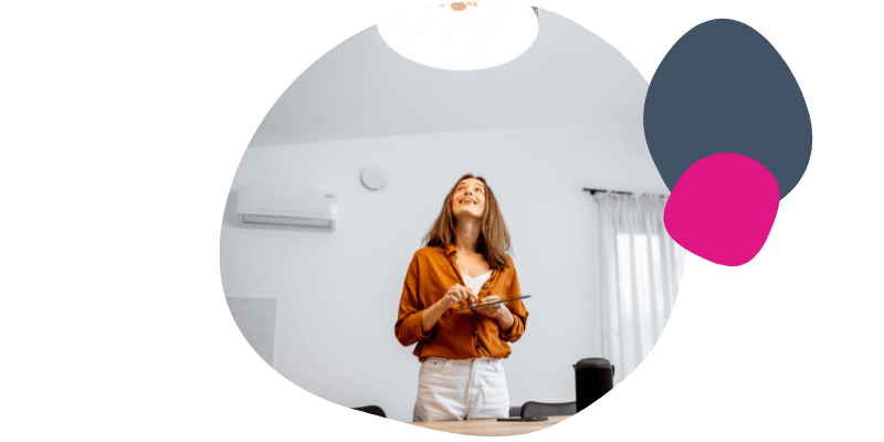 woman conducting a home energy assessment