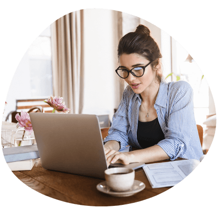 young woman searching on a computer