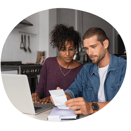 young couple comparing energy prices