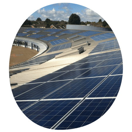 solar panels on a building