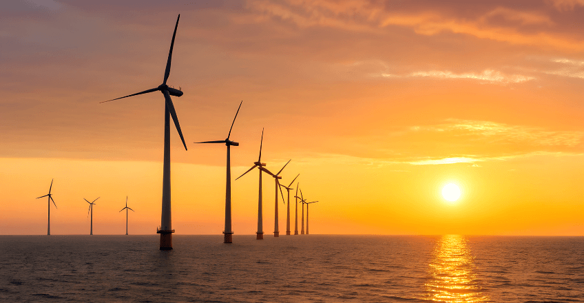 wind turbines off the coast of the UK