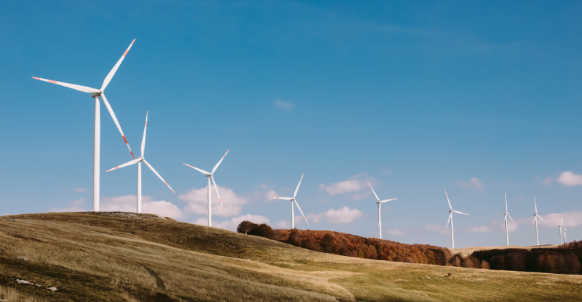 wind turbines in a uk field